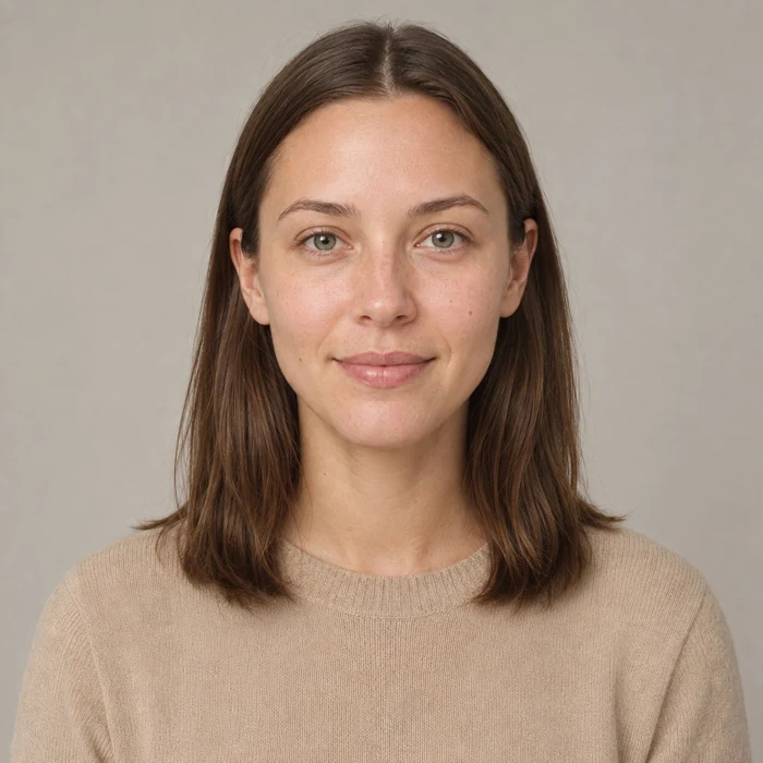 Original portrait with straight brunette hair