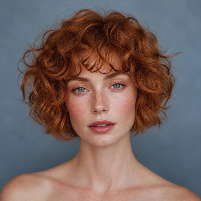 Reference photograph with short copper curls
